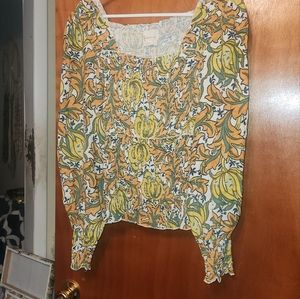 Anthropologie long sleeve gathered shirt